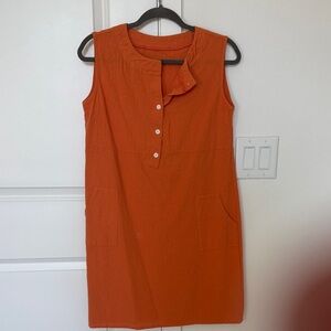 Orange Sleeveless Button-Front Dress